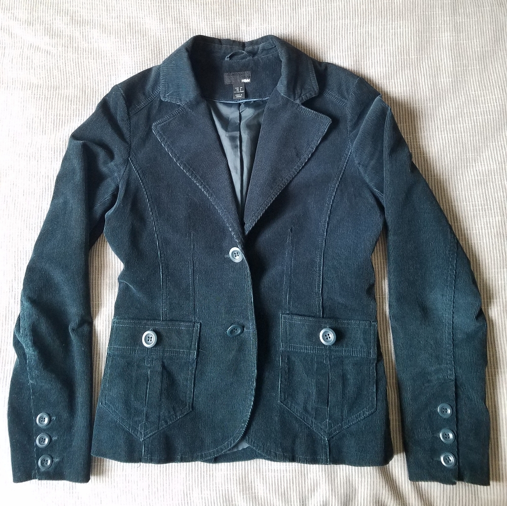 H&M Teal Corduroy Blazer